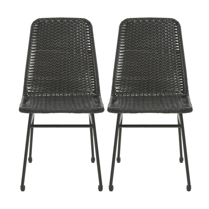 Chaise en rotin tissé Nethaniel, Noir