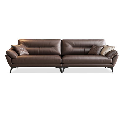 Brown Genuine Leather Modular Sofa cushion couch