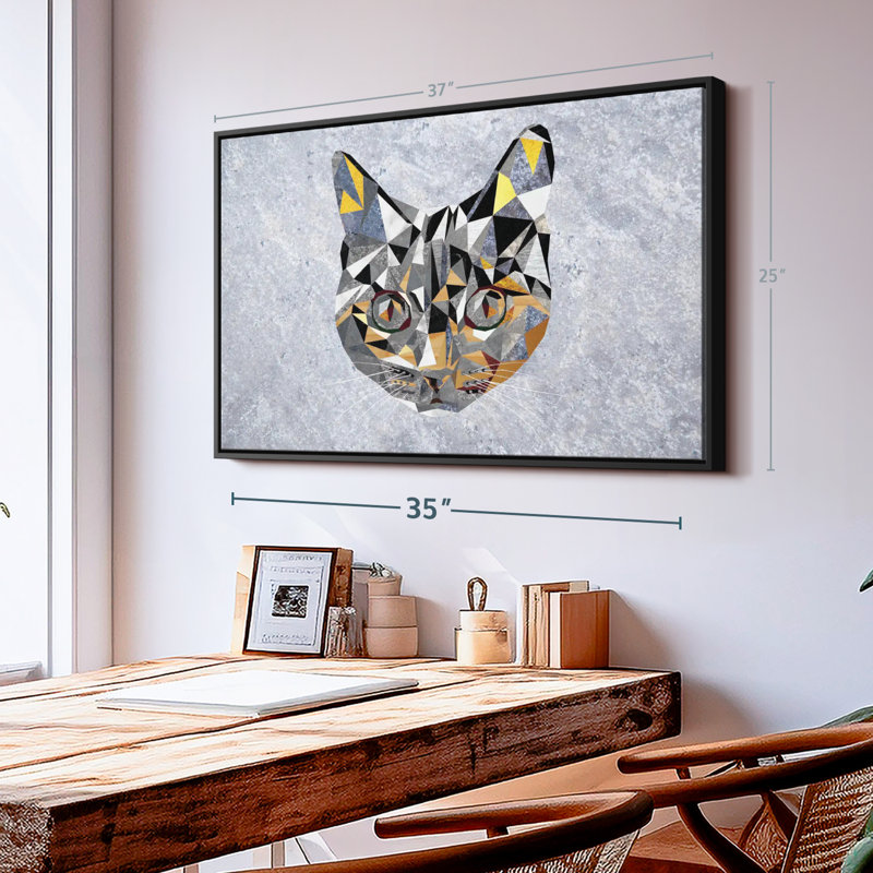 Animal «Chat géométrique», H 25 po x l 37 po