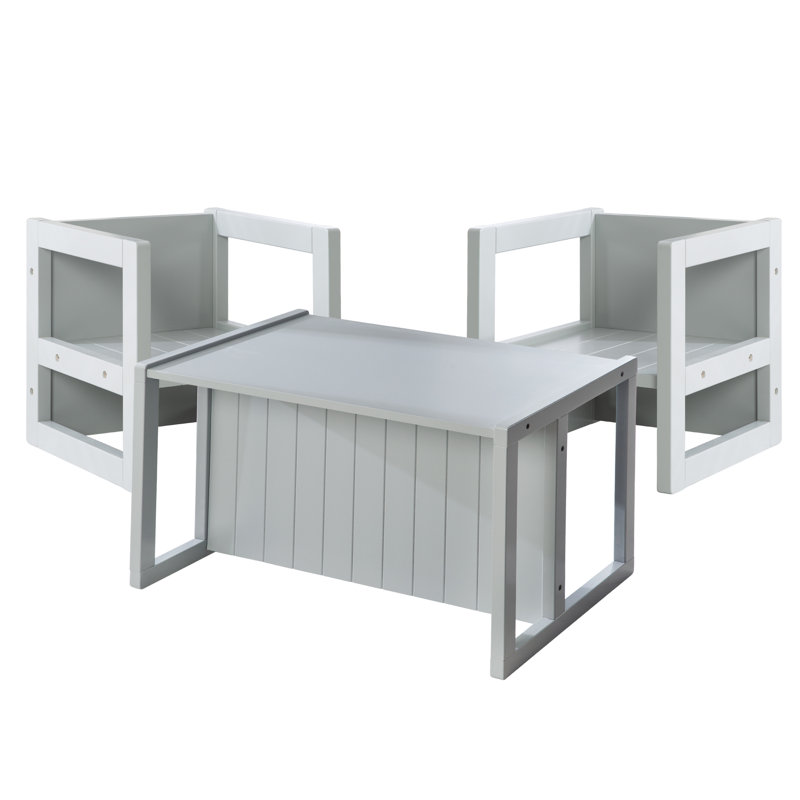 Kids 3 Piece Rectangular Play Table and Chair Set and Bench