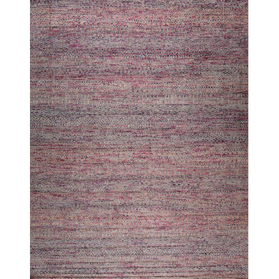 8x10 Red Hand-Knotted Silk Subtle Striations Geometric Modern Contemporary Carpet Rug