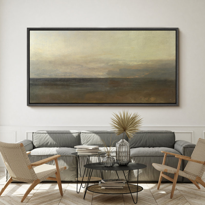 «Minimal Landscape Misty Seashore At Dusk Peaceful Beach Landscape», reproduction d'art sur toile, H 30 po x l 60 po