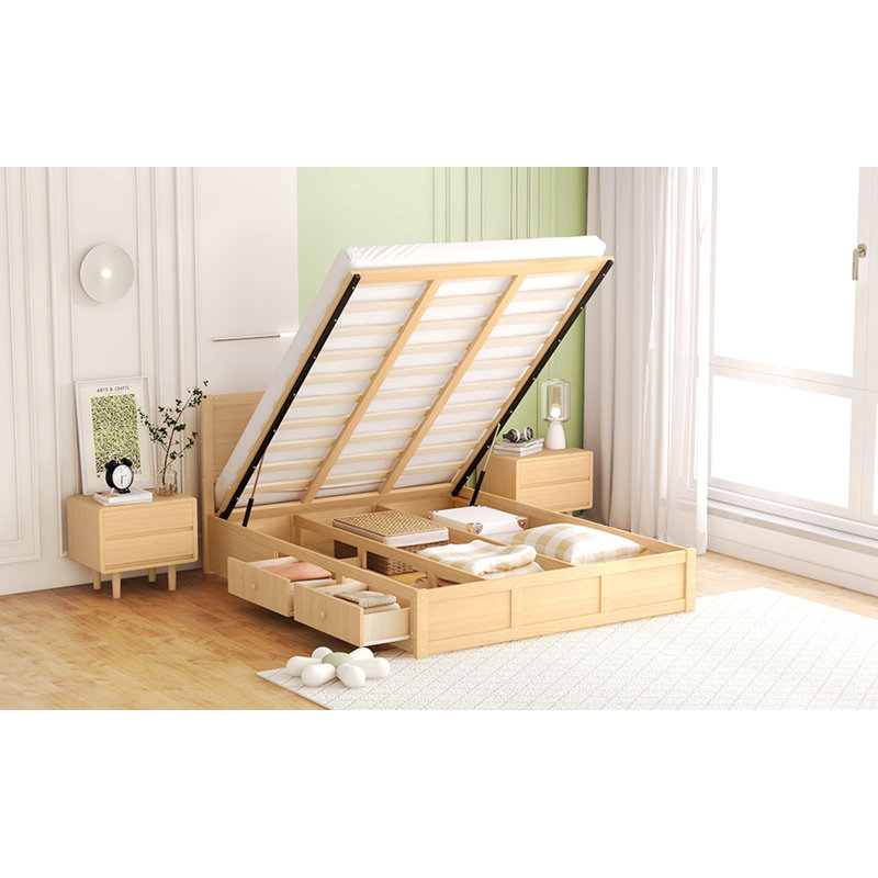 Lit plateforme avec rangement Peavler, Grand
