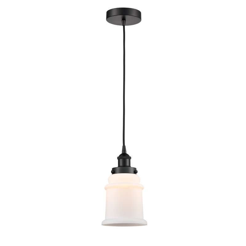 Luminaire suspendu en forme de cloche à 1 lumière Amiriya, H 11 po x l 6 po x P 6 po, Blanc mat, Noir mat