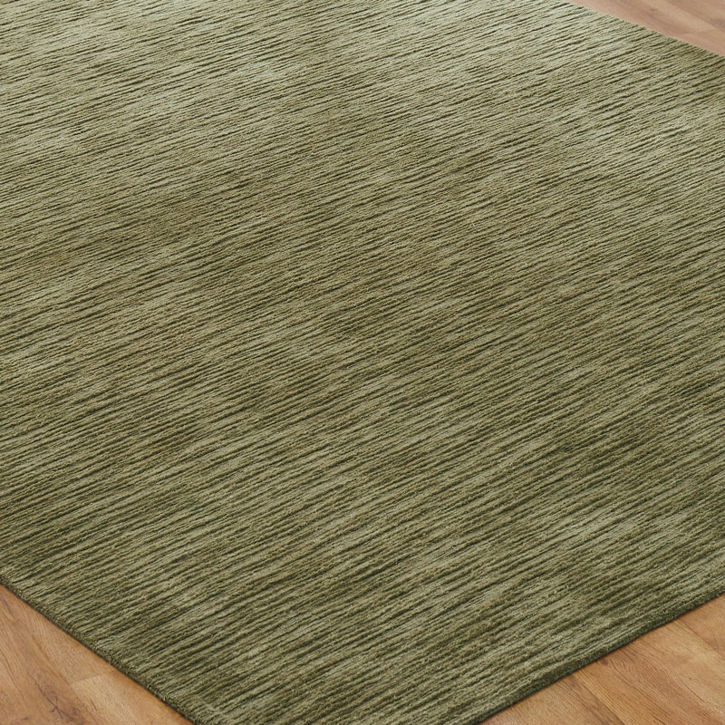 Serenity Sandy Dune Wool Hand Loomed Area Rug, Green, Runner 2'6" x 10'