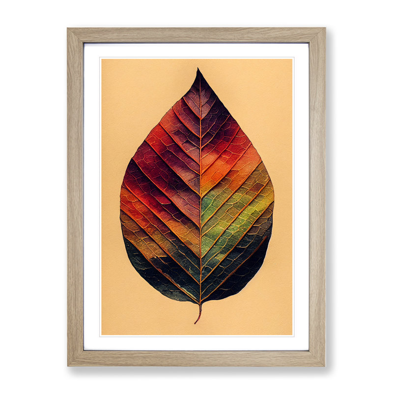 Leaf Painted - Single Picture Frame Painting, 34cm H x 25cm W x 2cm D, Oak