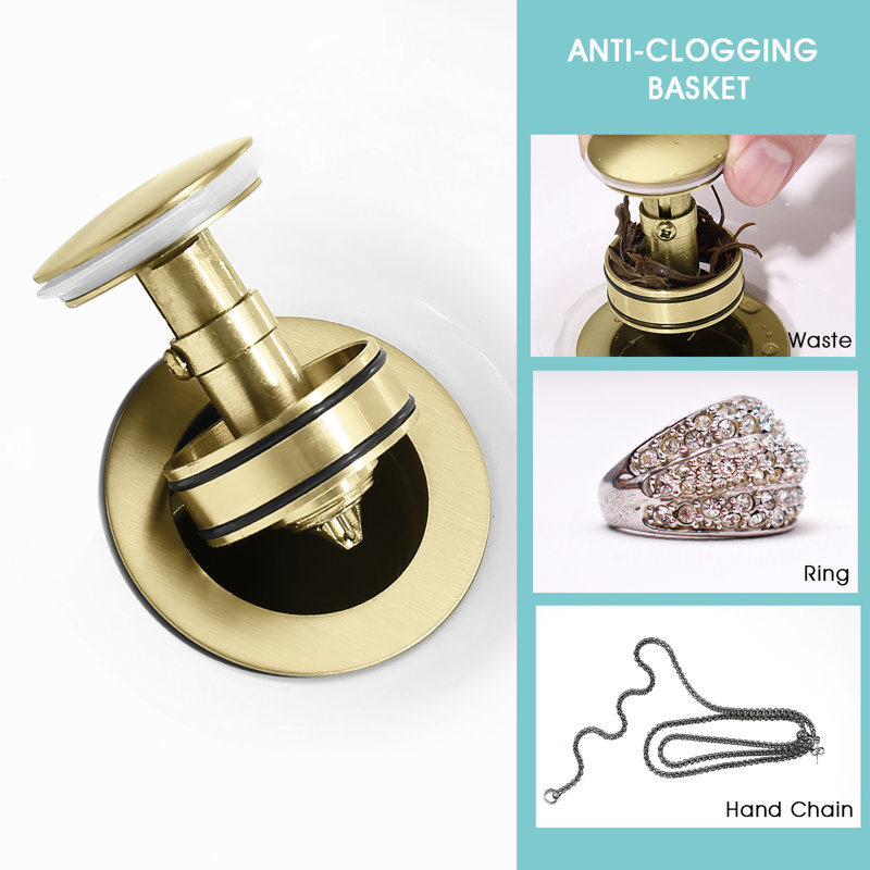 Pop-Up Drain Stainless Steel With Overflow Anti-Clogging for Vessel Sink Lavatory Vanity Sink Drain with Strainer Basket,