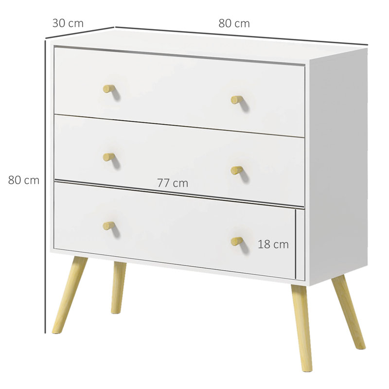 Timpson 80cm W 3 - Drawer Chest of Drawers