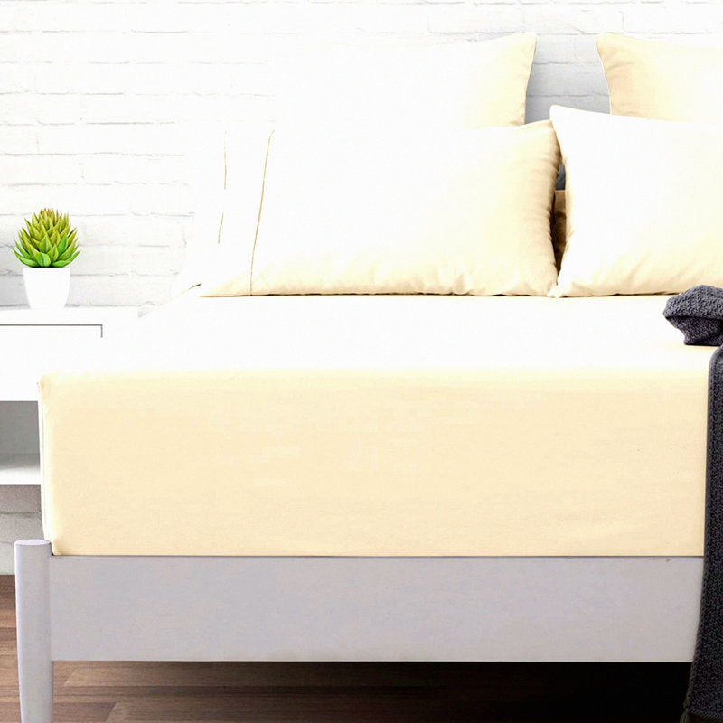 Luxury Cotton Twin Fitted Sheet - 500 TC Extra Deep Pocket - Ivory - Wrinkle & Fade Resistant - Soft Single Fitted Sheet - Fits Mattress Up to 18"