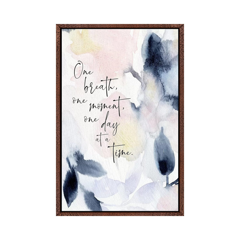 One Breath 1 Piece Painting on Canvas, 66.04 cm H x 45.72 cm W, Classic Brown Wood Framed