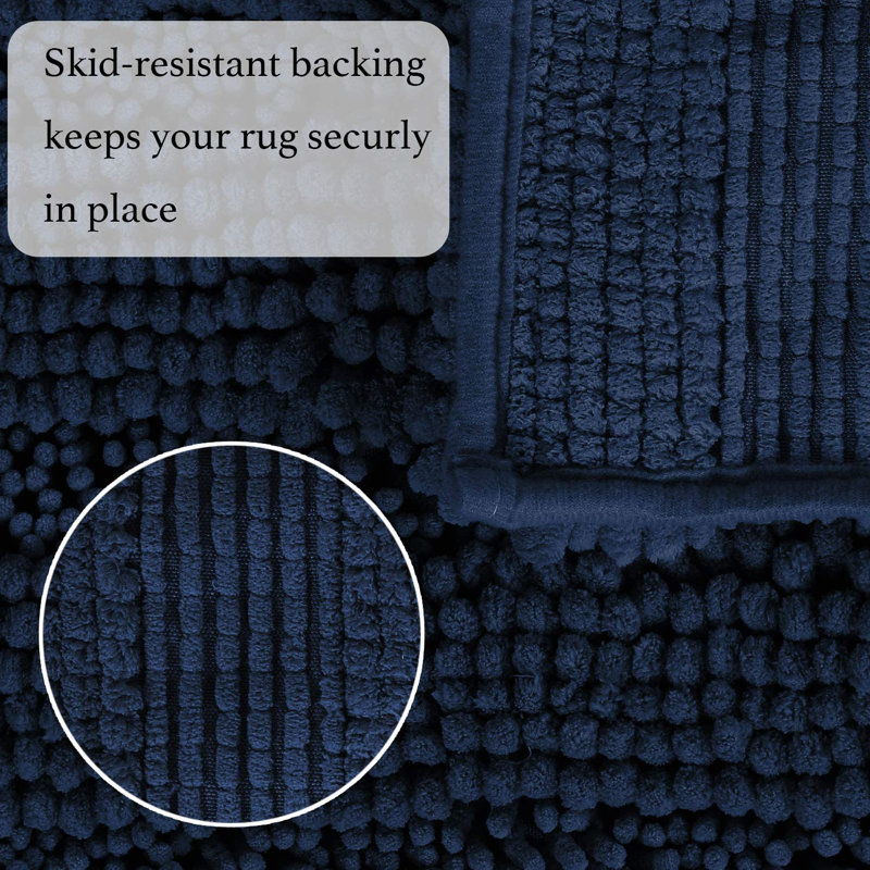 Ruhl Luxury Extra Plush Extra Soft Absorbent Chenille Bath Rugs Rubber Backing Quick Dry Machine Washable Bath Mats 2 Piece 17"x24 & 20"x32" Bath Mat Set