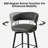 Modern Upholstered Slate Black Leatherette Swivel Counter Stool with Metal Tapered Legs-780107302-776690805
