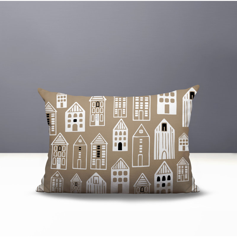 Oreiller rectangulaire réversible intérieur / extérieur Kito, Beige, Rectangle H 14 po x l 20 po