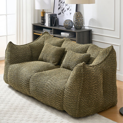 Soft Beanbag Chair With High Resilience Foam Core For Two People. The Comfortable Square Recliner Sofa Is Ideal For Family Members And Friends Engaged In Games, Reading, Watching TV