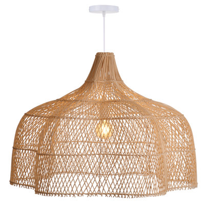 Single Light Rattan Wrought Iron Dimmable Pendant