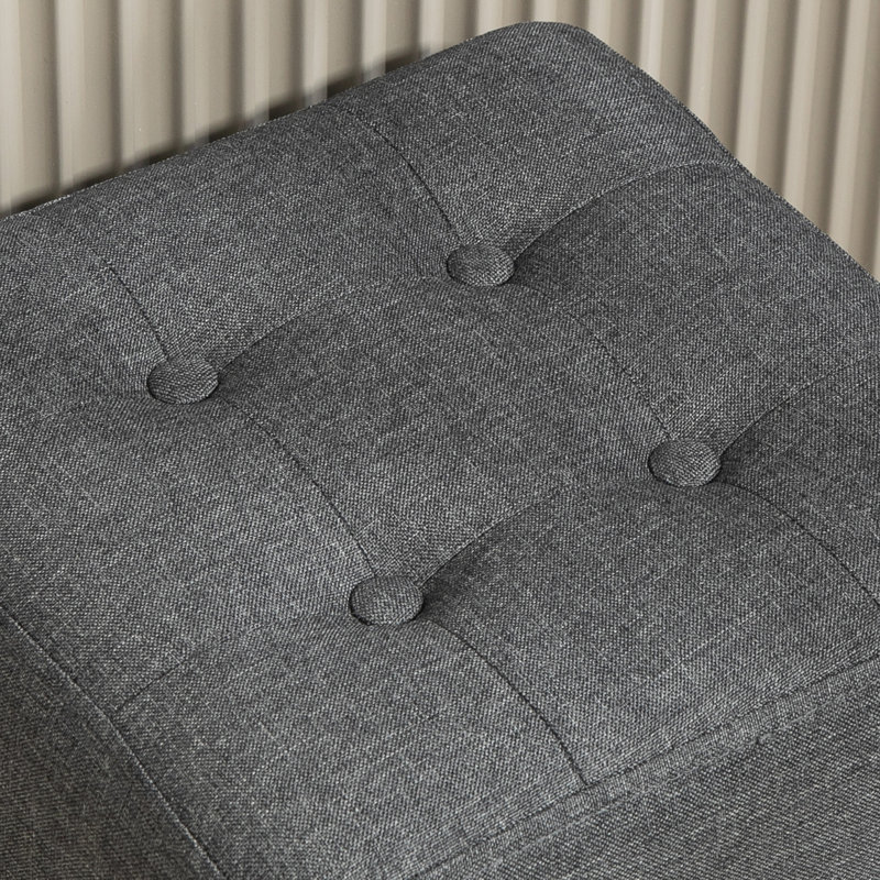 Taitianna Small Footstool Ottoman Rubber Wood Legs 35x35x35cm, Grey