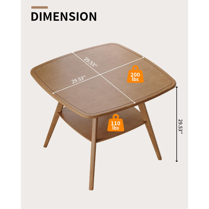 29.5 Inch Square Storage Dining Table, Nature, Nature