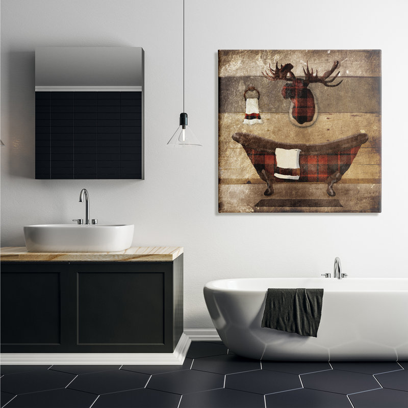 Motif texturé en bois à carreaux, Toile tendue, L 36 po x H 36 po