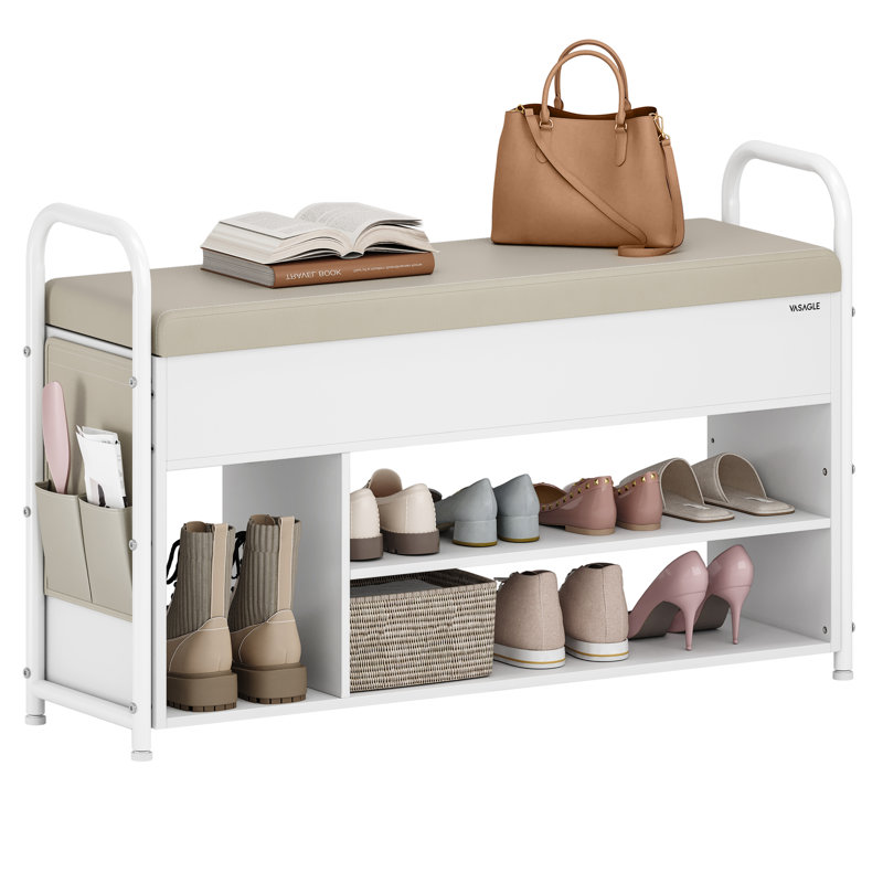 8 Pair Shoe Storage Bench, Cloud White