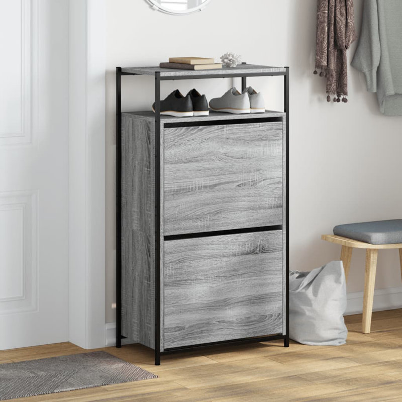 6 Pair Shoe Storage Cabinet, Grey Sonoma