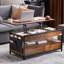 Table basse à plateau relevable rectangulaire avec lumière et USB brun