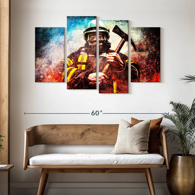Lelar Masked Firefighter, 32" H x 52" W