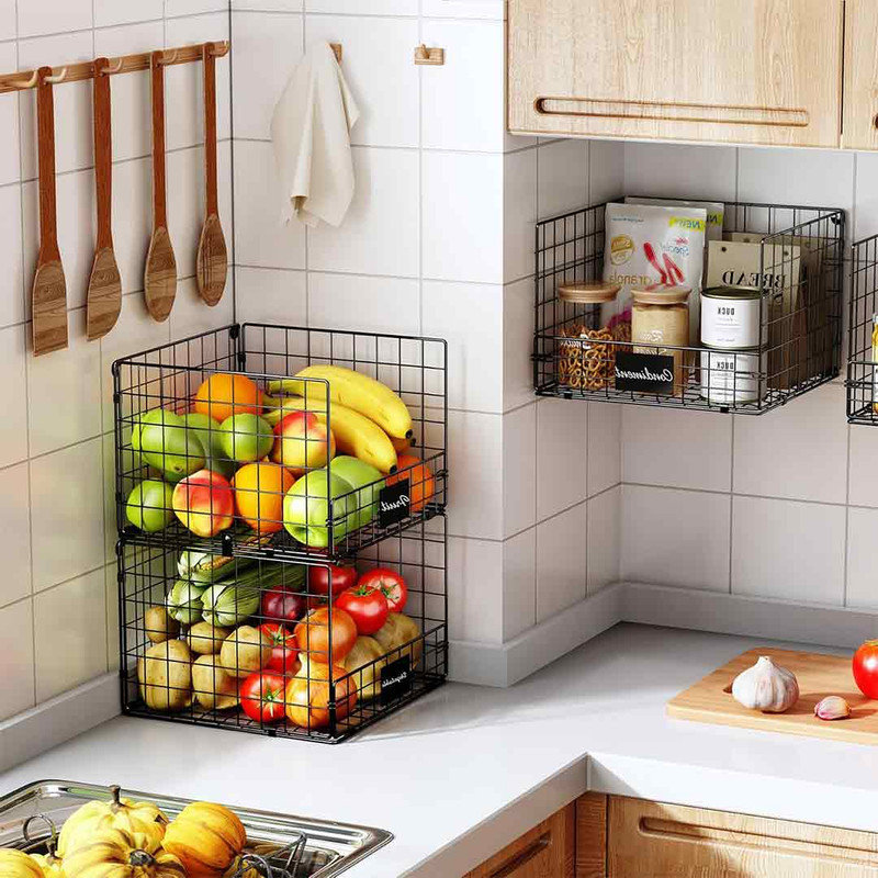 Rebrilliant 4-Tier Stackable Wire Baskets , Metal Closet Hanging ...