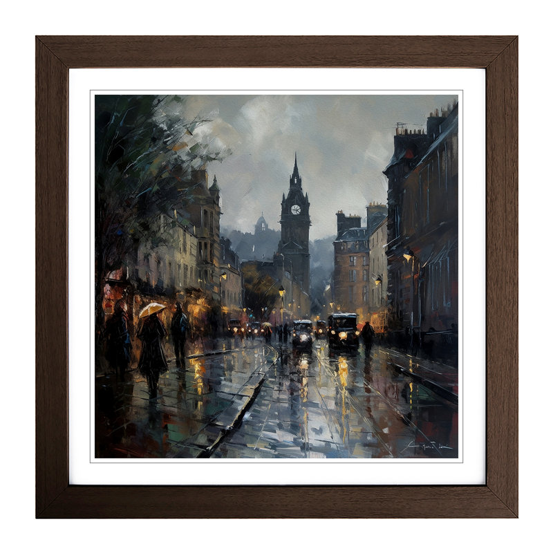 City Of Edinburgh Impressionism - Single Picture Frame Print on Wood, Black