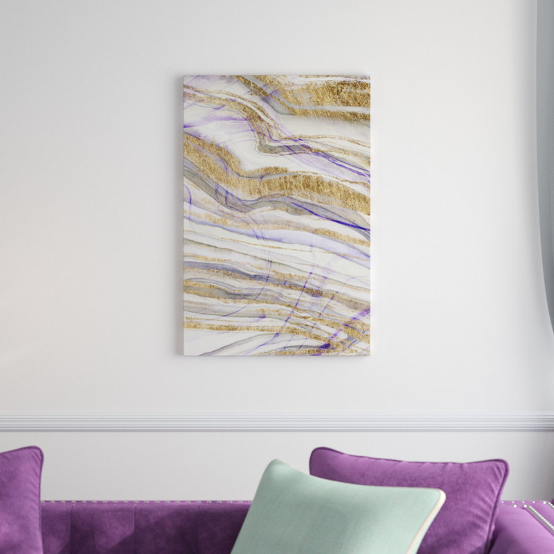 'Amethyst & Gold II' - Painting Print, 30cm H x 20cm W, Wrapped Canvas