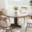 Round Dining Table for 4, 47 Inches Dining Room Table with Wooden Base, Circle Kitchen Dinner Table for Dining Room, Kitchen, Living Room (Table Only)-1741752706