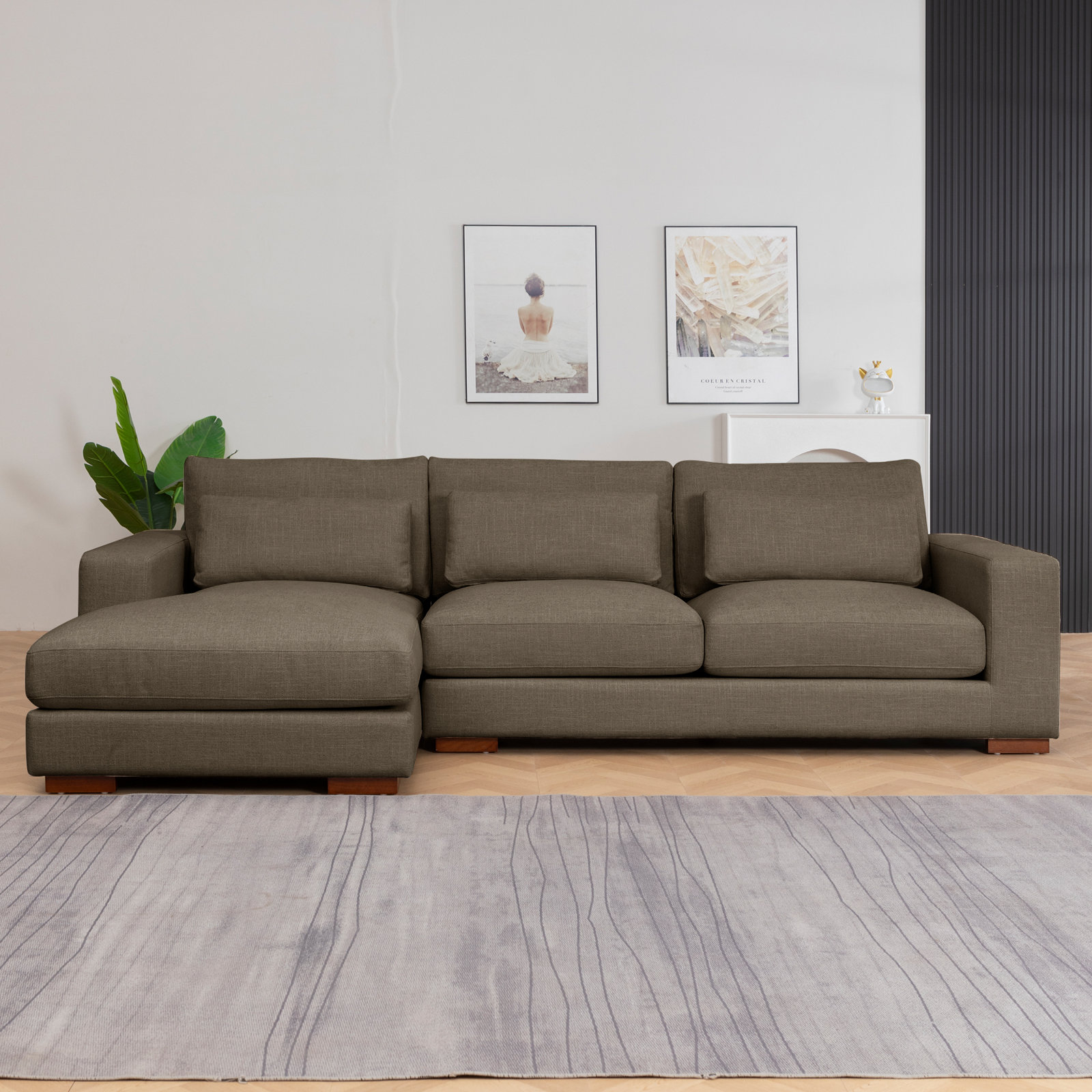 Copley 2-Piece 106.3” Upholstered Sectional, Left Hand Facing, Green Cotton Blend
