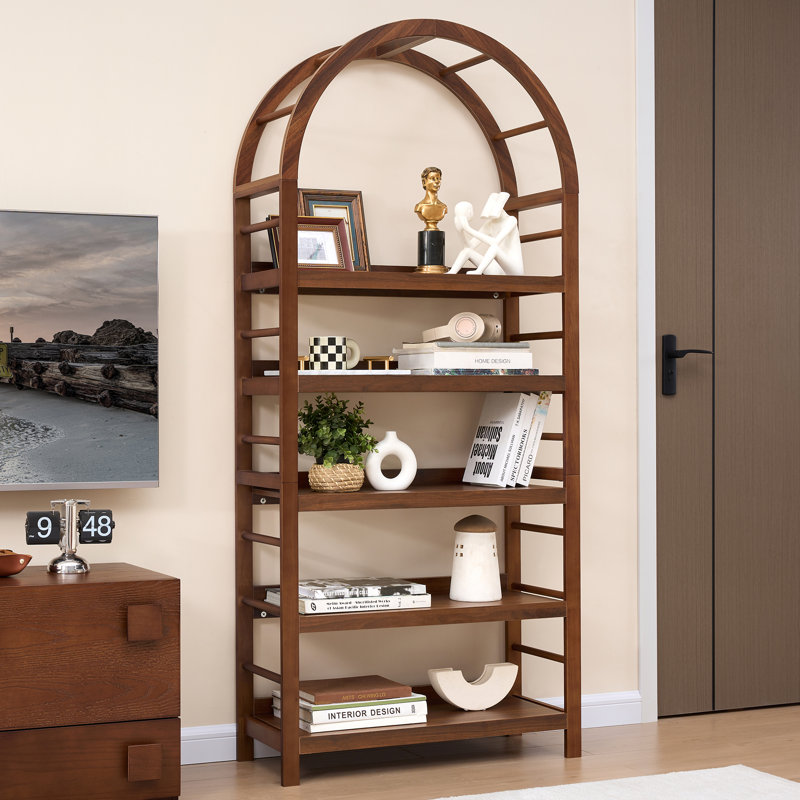 70.87'' H X 31.5'' W Etagere Arched Bookcase, Walnut