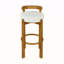Tabouret de bar d'intérieur à dossier bas en bois, finition noyer et revêtement, ensemble de 2-2001633988