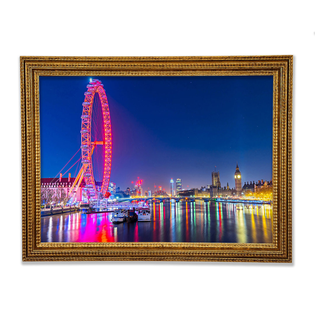 London Eye Regenbogen Themse bei Nacht - Druck