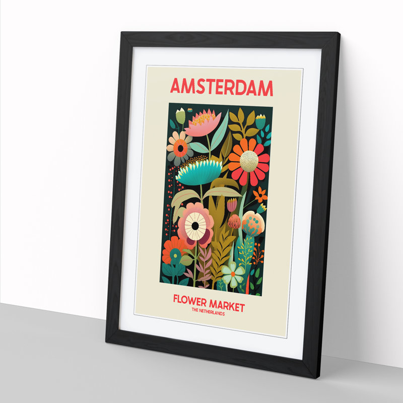 Amsterdam Flower Market Exhibition 14 - Single Picture Frame Print on Wood, 64cm H x 46cm W x 2cm D