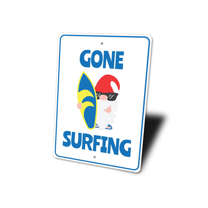 Signe de surf en aluminium, H 14 po x l 10 po x P 0,04 po