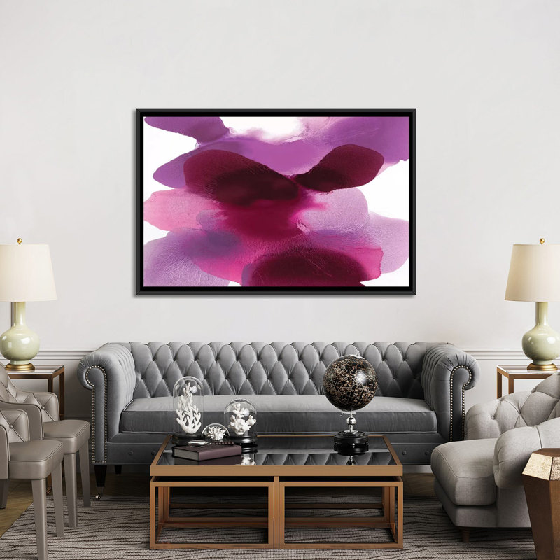 « magenta dérivant », impression sur toile, H 18 po x l 26 po x P 1,5 po, Toile avec cadre noir, Pas de tapis