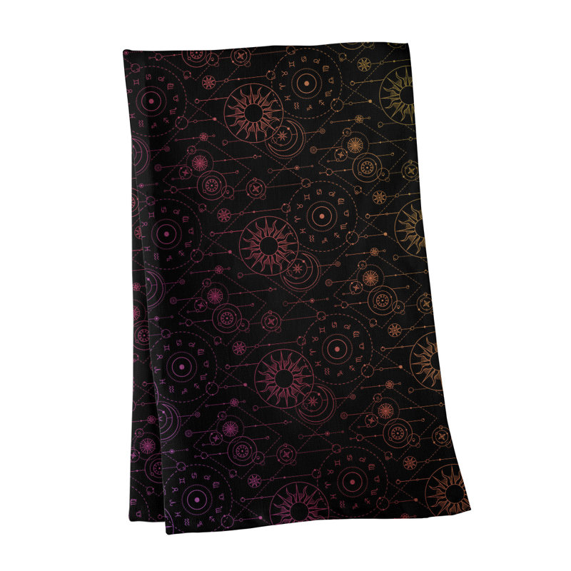 Tea Towel Kitchen Towel, Poly Twill, Black/Pink/Yellow