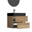 Meuble-lavabo mural, lavabo en chêne, grille noire, rangement accru de 20 %, panneaux latéraux en bois véritable style moderne du milieu du siècle, fontaine.