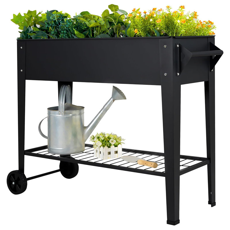 Lit de jardin surélevé mobile de grande capacité, acier antirouille pour les légumes et les herbes dans le patio, le balcon ou la cour