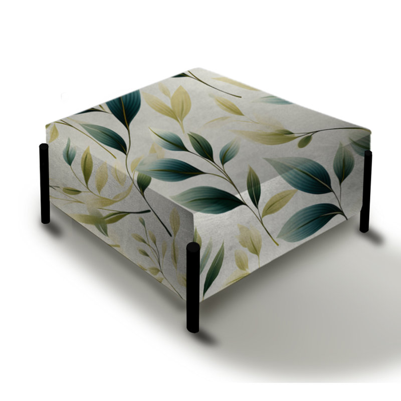 Zen Leaf Patterns - Plants Large Square Ottoman