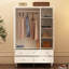 Armoire-penderie blanche à 3 portes avec miroir et 5 tiroirs