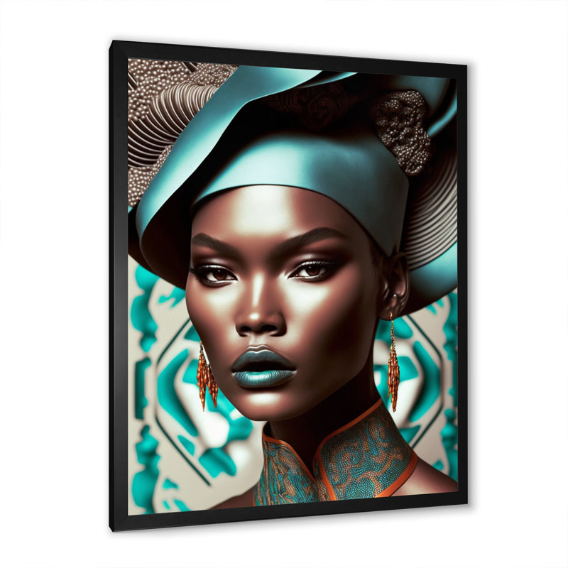 Exquiste, femme africaine, conception X - reproduction sur toile, H 20 po x l 12 po x P 1 po, Cadre photo noir