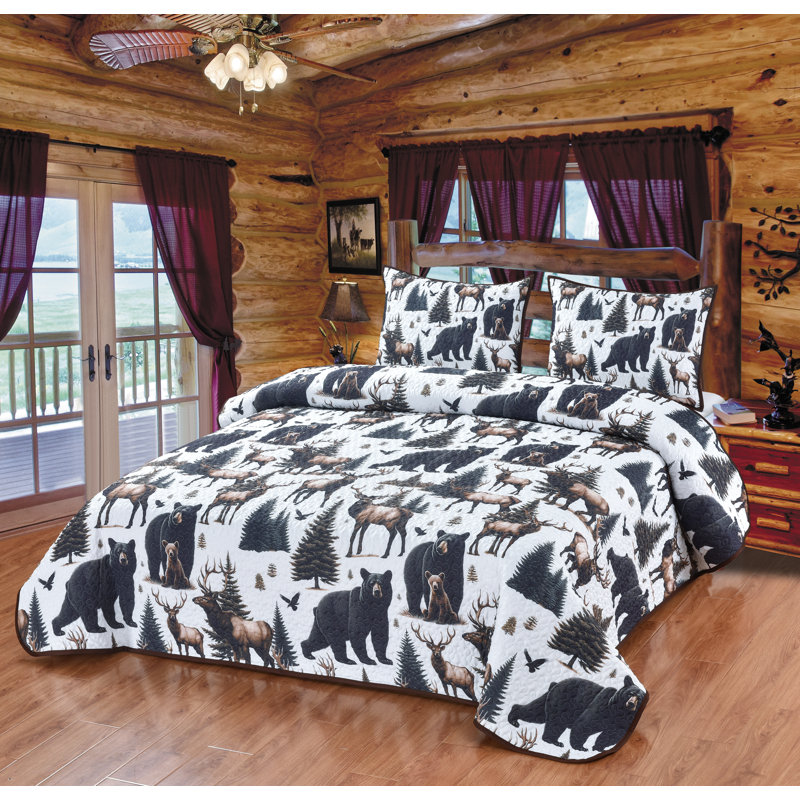 Ensemble de literie courtepointe Woodland Harmony, Courtepointe grand + 2 couvre-oreillers standard