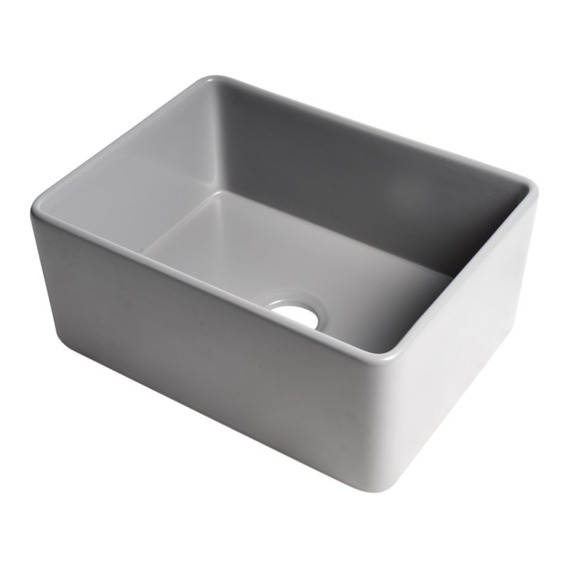 24'' L Single Bowl Fireclay Kitchen Sink, Gray Matte