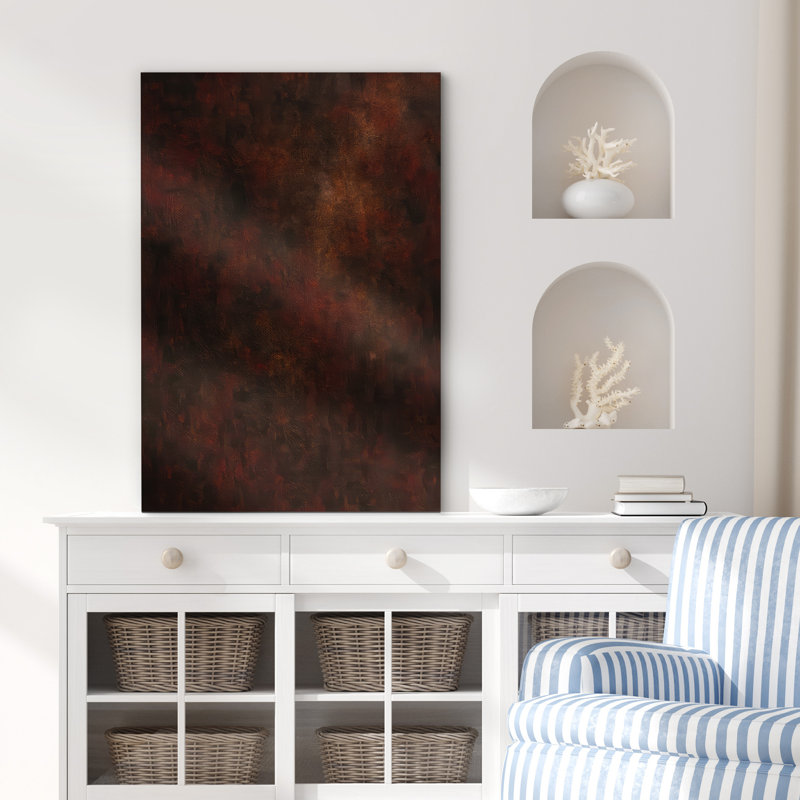 "Deep rustic bourgogne foncé abstrait", reproduction d'art sur toile encadrée, H 36 po x l 24 po x P 1,5 po, Toile tendue