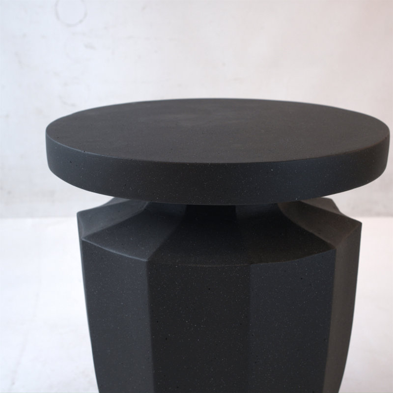 Table de bout décorative de jardin, H 20,3 po, moderne, robuste, robuste, en faux terrazzo, table d'appoint, table d'appoint, pour l'intérieur et l'extérieur