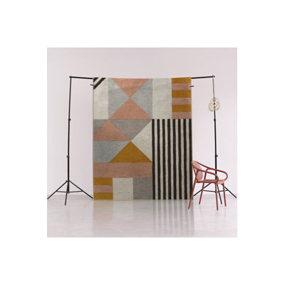 Machine Washable Light Tone Multicolor Mixed Geometric Patterned Creative Modern Decorative Rug