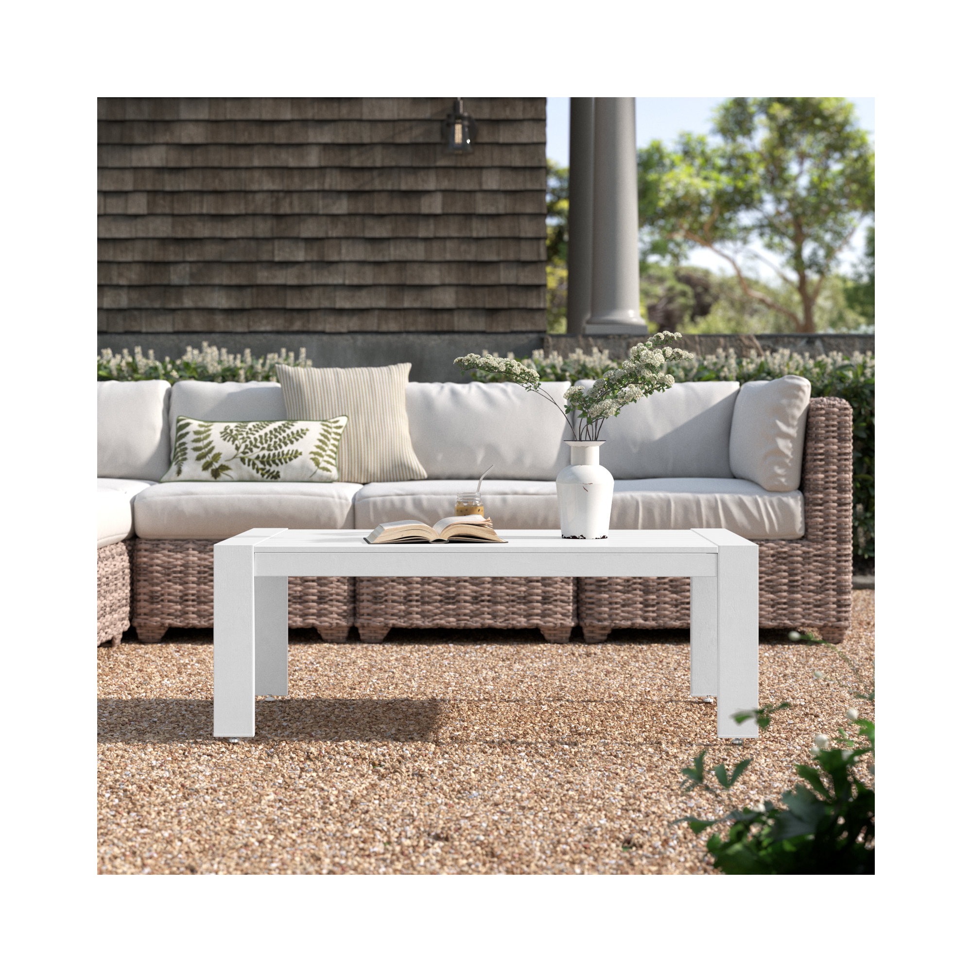 Jayton 47'' Aluminum Outdoor Coffee Table, White