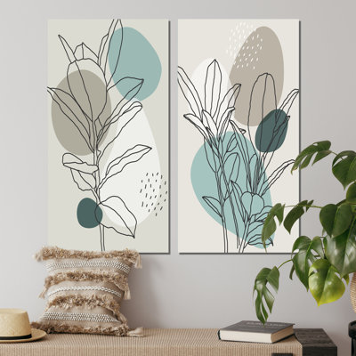 «Green Botanical Branch with Leaves III», ensemble de 2 peintures
